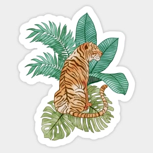 Tiger and Leaves-2 Sticker